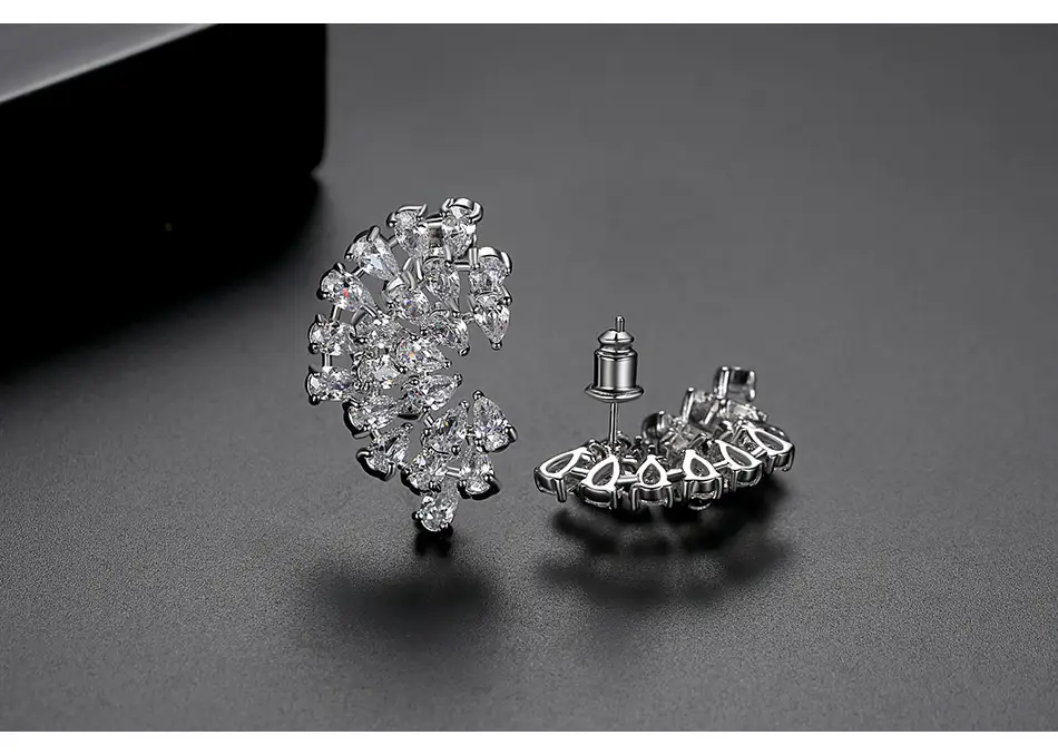 Jinse Zircon Earrings Red White Gradient Korean Style — feature 7
