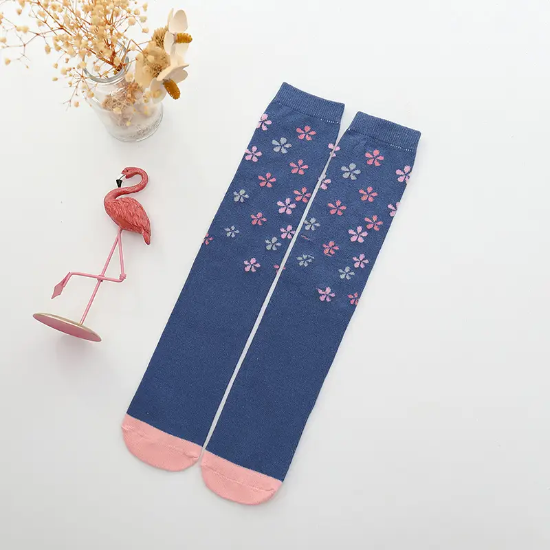 Spring Flamingo Cotton Over Knee Socks for Girls - Image 6