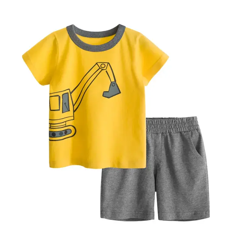 27kids summer children's clothing new children's suit Boys' short-sleeved T-shirt middle pants two-piece set wholesale one-piece delivery