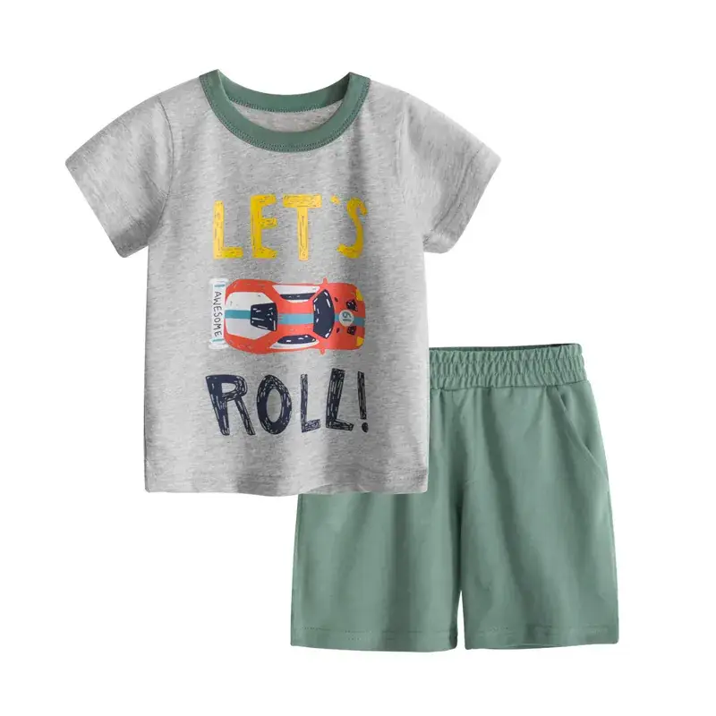 27kids summer children's clothing new children's suit Boys' short-sleeved T-shirt middle pants two-piece set wholesale one-piece delivery