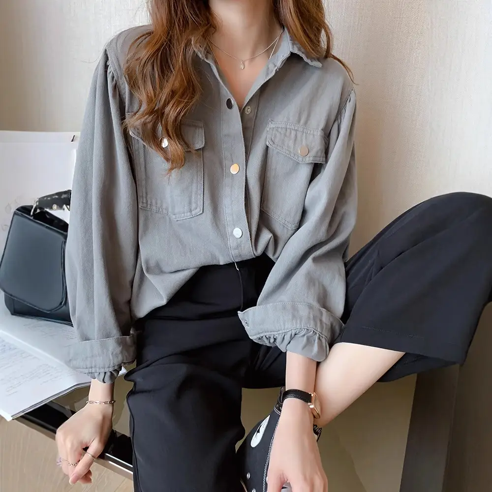 White Loose Long Sleeve Women's Shirt 2026 Spring - Image 6