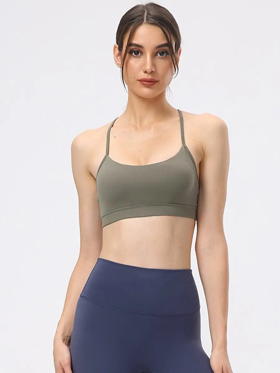 Women's Gray Back Yoga Bra for Fitness & Comfort