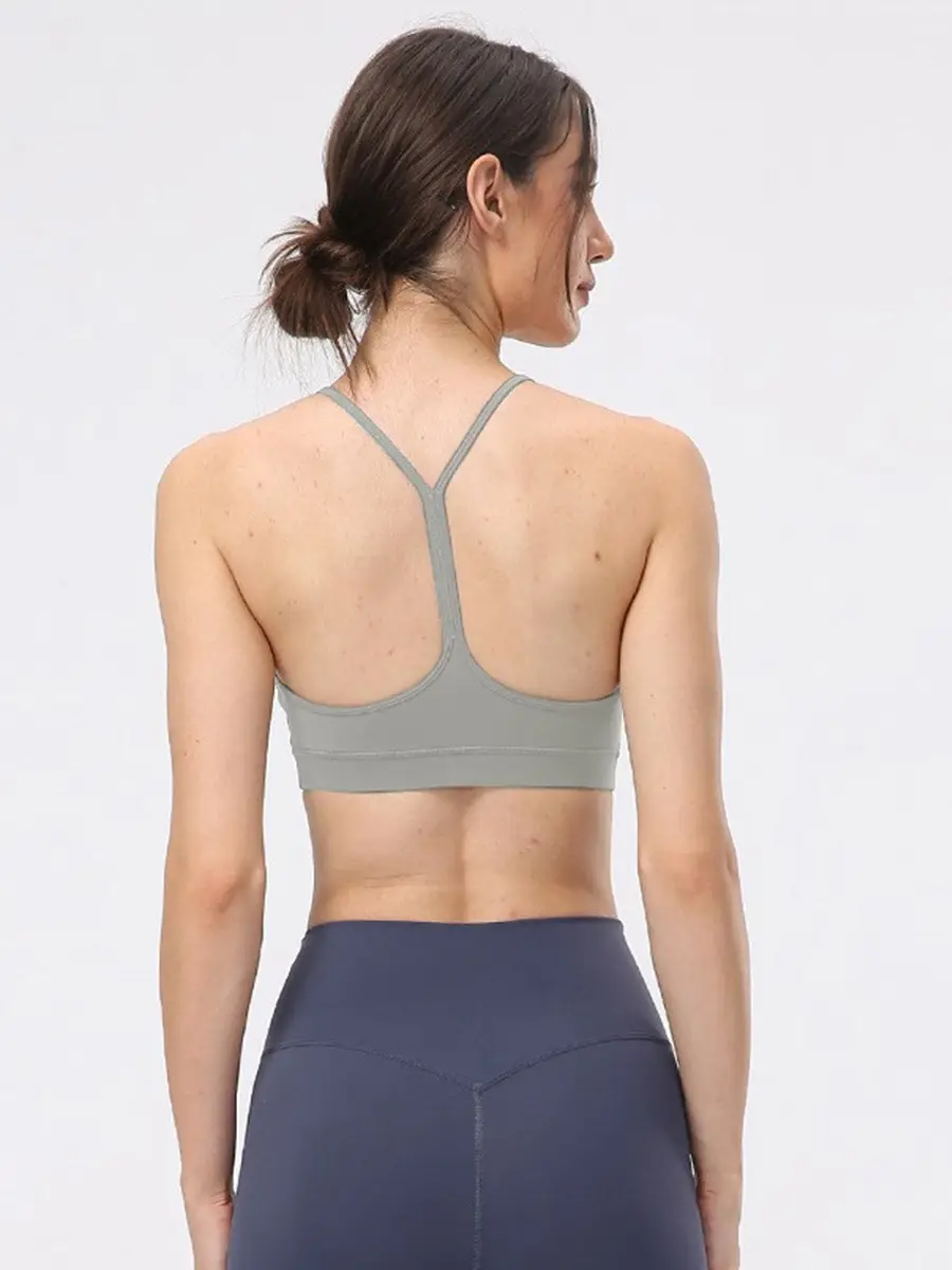 Women's Gray Back Yoga Bra for Fitness & Comfort