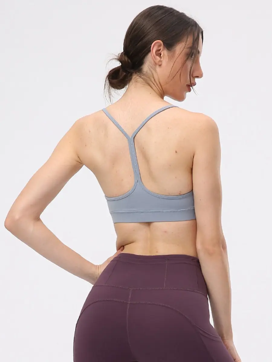 Women's Gray Back Yoga Bra for Fitness & Comfort