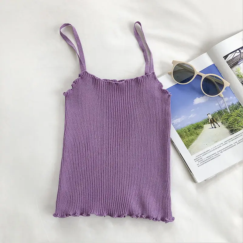 Women's Summer Knit Camisole with Wooden Ear Bumps