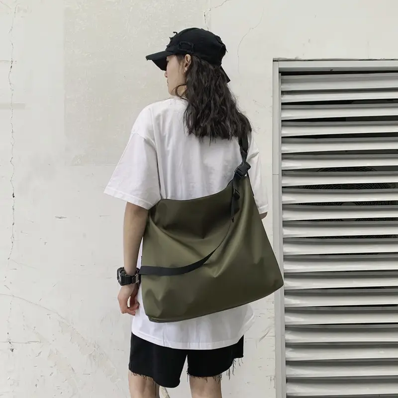 Men's Fashion Messenger Bag Olive Green Black - Image 4
