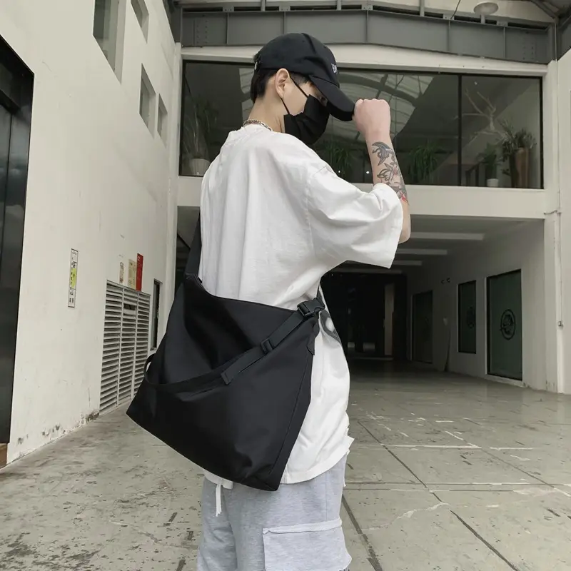 Men's Fashion Messenger Bag Olive Green Black - Image 5