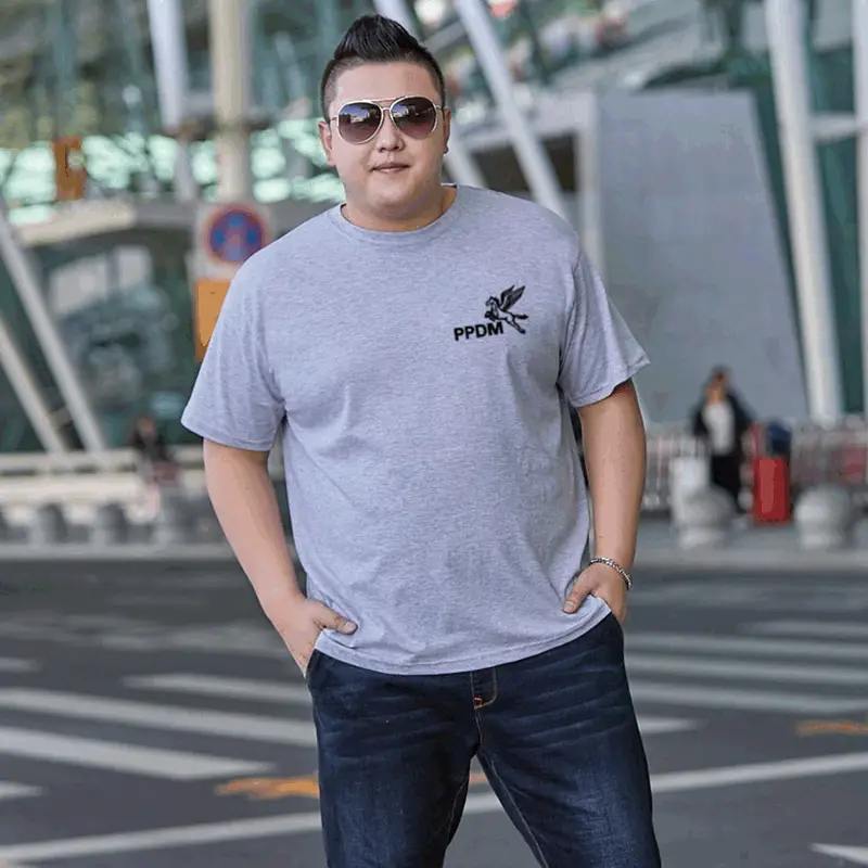 Men Cotton Printed T-Shirt Black Round Neck Plus Size - Image 2