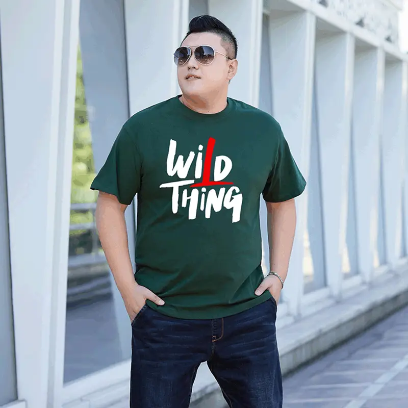 Men Wild Thing Printed Cotton T-Shirt Green Plus Size - Image 4