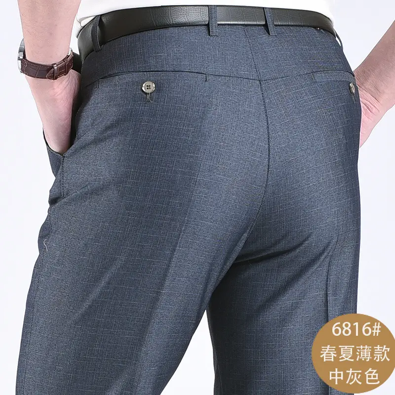 Middle-aged Men Grey Waist Pants Thin 60yo - Image 18