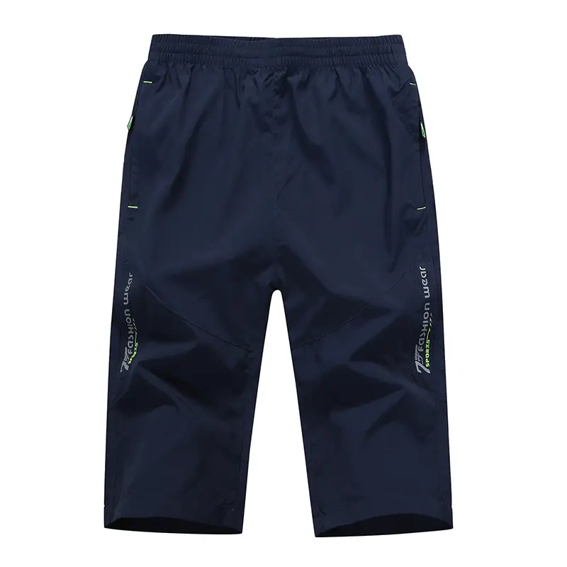 Men Navy Blue Summer Sports Crop Pants Quick-Drying Casual Fit - Image 7