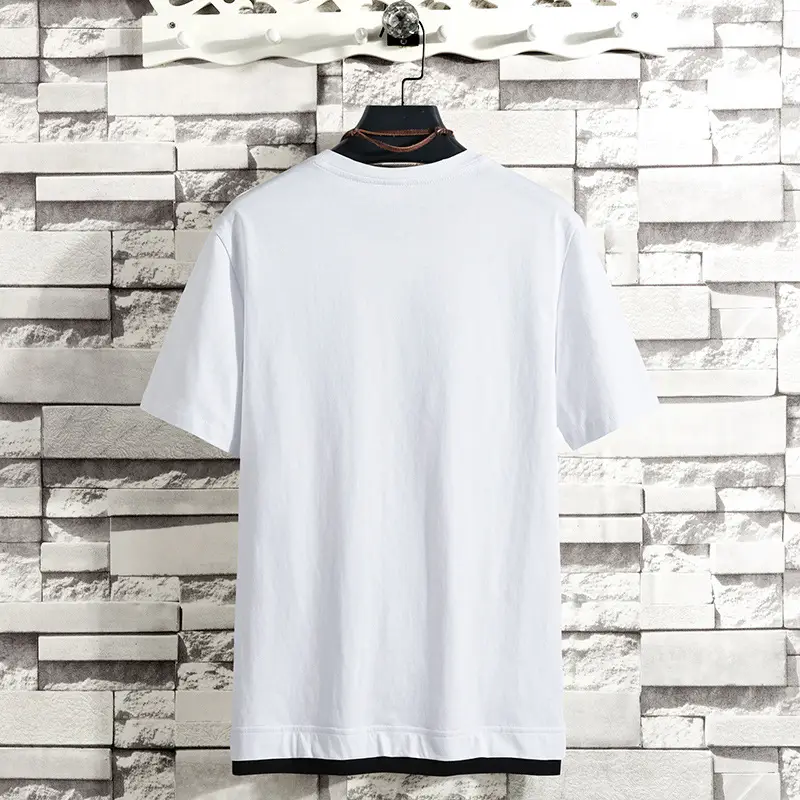 Men Korean Style Short Sleeve T-Shirt Grey Letter Print - Image 9