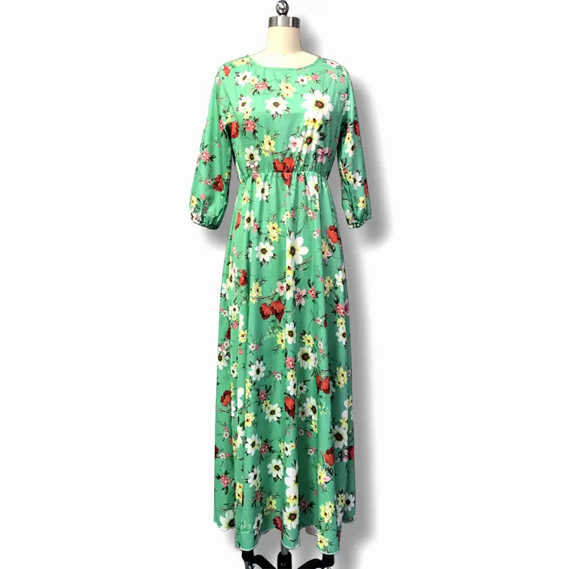 Women's Chiffon Printed Long Dress Red Floral Bohemian Holiday - Image 11