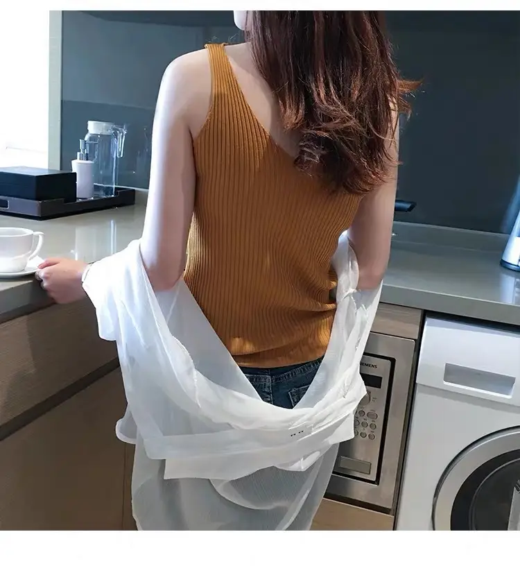 Women V-Neck Camisole Summer Knitted Sleeveless Top - Image 10