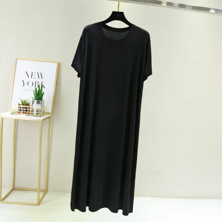 Blue Modal Nightdress Loose Long Side Slit Extra Large - Image 2