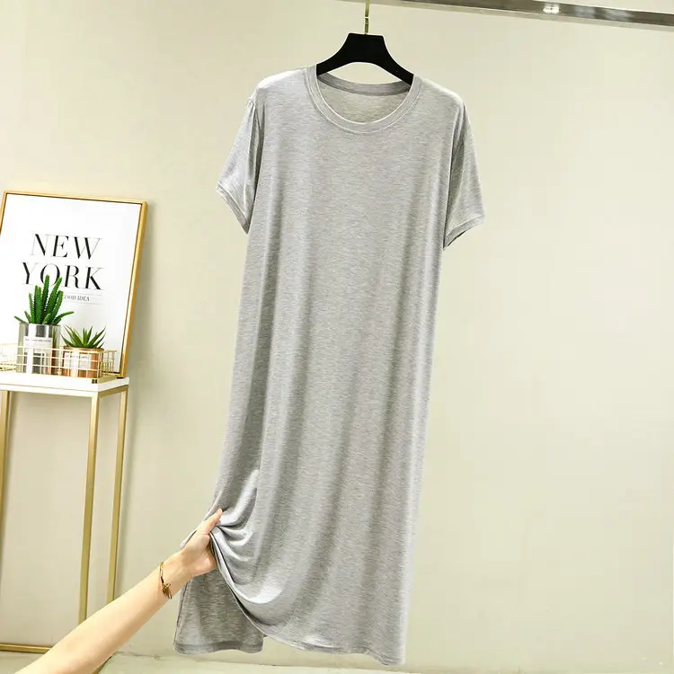 Blue Modal Nightdress Loose Long Side Slit Extra Large - Image 8