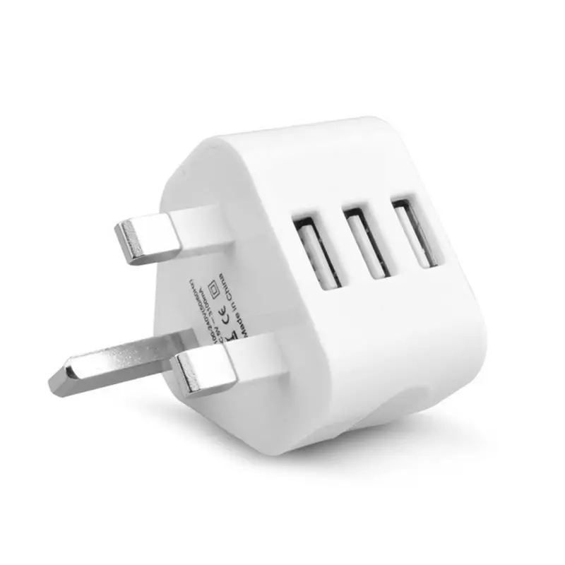 Three-Prong British Standard Mobile Phone Charger 2U White - Image 3