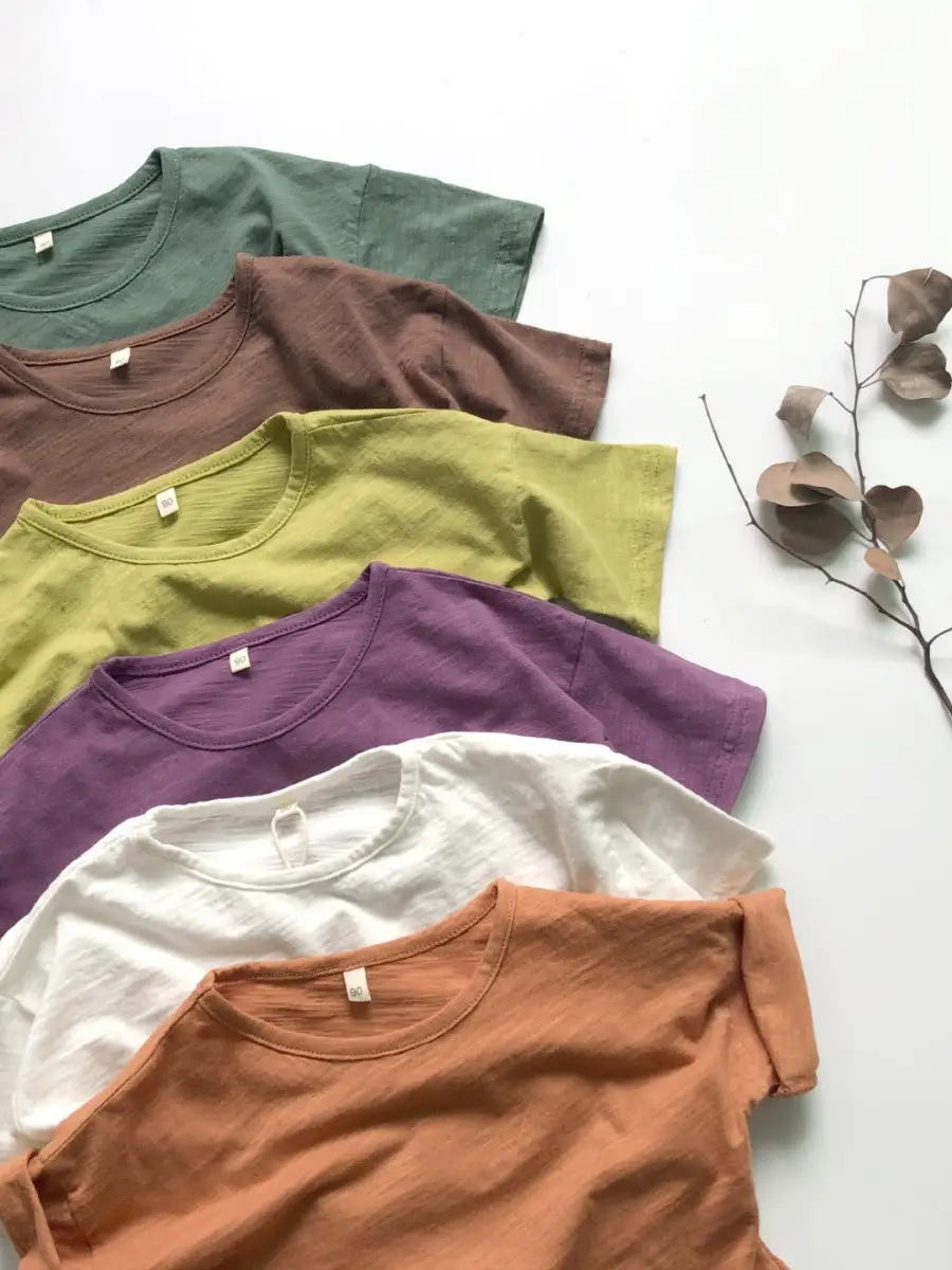 2026 Spring Girls Base Layer T-Shirt Brown Round Neck Loose Fit Cotton - Image 8