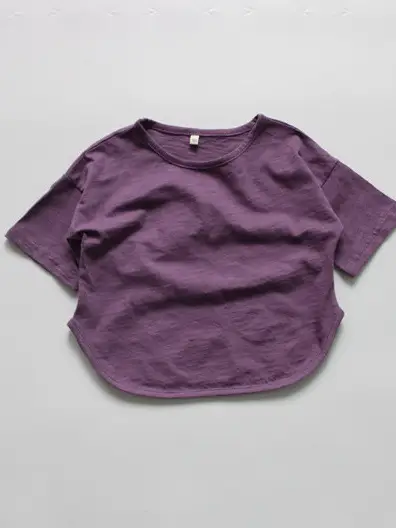 2026 Spring Girls Base Layer T-Shirt Brown Round Neck Loose Fit Cotton - Image 11