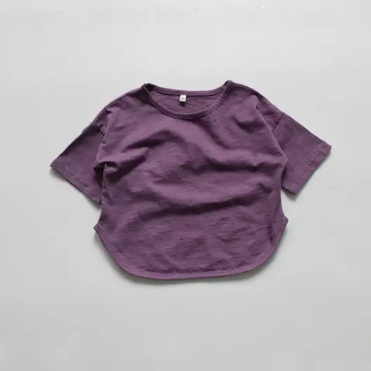 2026 Spring Girls Base Layer T-Shirt Brown Round Neck Loose Fit Cotton — feature 11