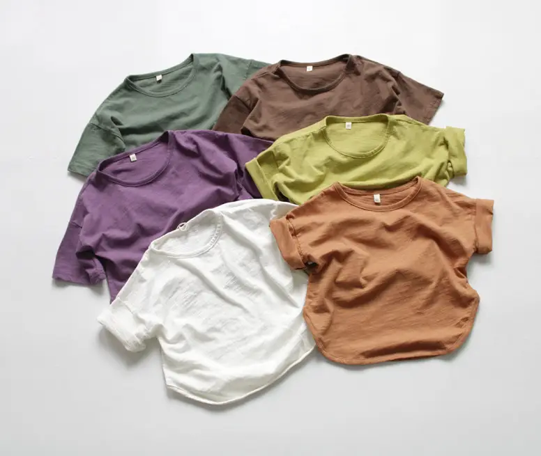 2026 Spring Girls Base Layer T-Shirt Brown Round Neck Loose Fit Cotton — feature 5