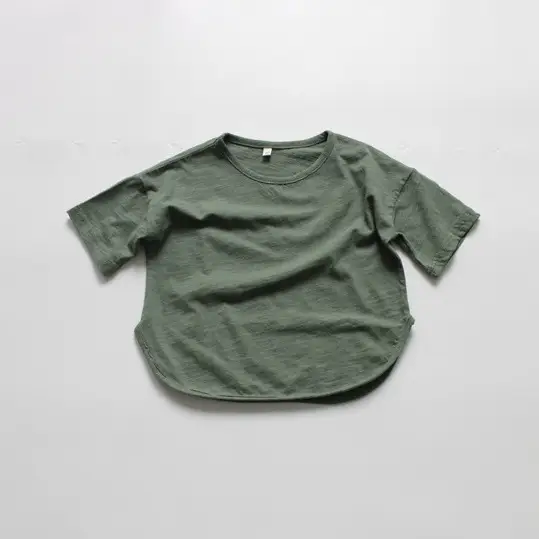 2026 Spring Girls Base Layer T-Shirt Brown Round Neck Loose Fit Cotton — feature 8
