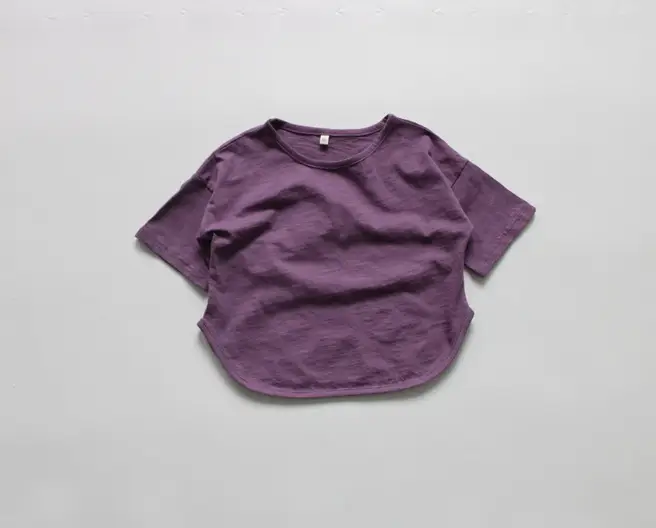 2026 Spring Girls Base Layer T-Shirt Brown Round Neck Loose Fit Cotton - Image 4