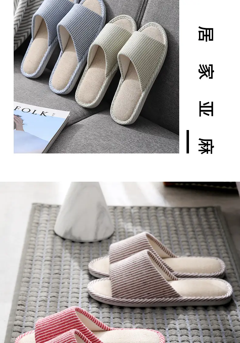 Spring and summer cotton and linen slippers men's home four seasons indoor non-slip simple couple autumn and winter cotton linen linen slippers women — feature 10