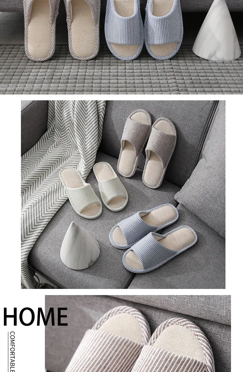 Spring and summer cotton and linen slippers men's home four seasons indoor non-slip simple couple autumn and winter cotton linen linen slippers women — feature 8