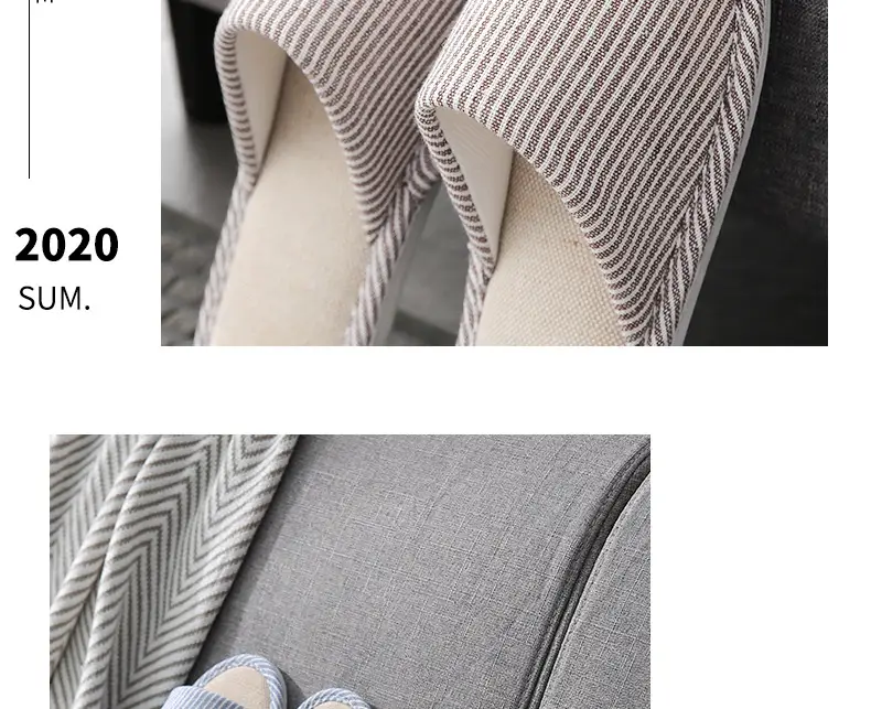 Spring and summer cotton and linen slippers men's home four seasons indoor non-slip simple couple autumn and winter cotton linen linen slippers women — feature 9