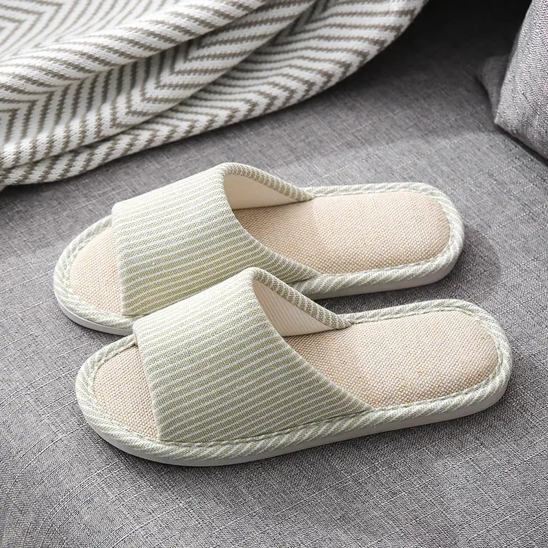 Spring and summer cotton and linen slippers men's home four seasons indoor non-slip simple couple autumn and winter cotton linen linen slippers women