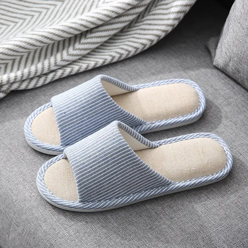 Spring and summer cotton and linen slippers men's home four seasons indoor non-slip simple couple autumn and winter cotton linen linen slippers women
