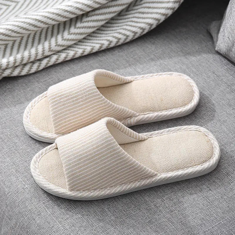 Spring and summer cotton and linen slippers men's home four seasons indoor non-slip simple couple autumn and winter cotton linen linen slippers women
