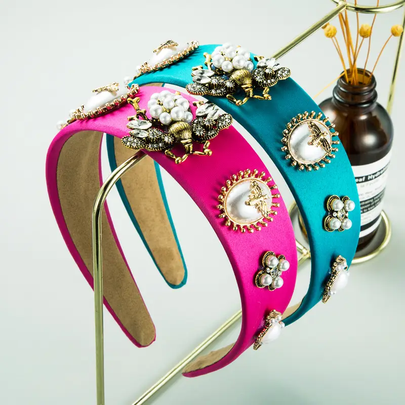 Wide Bristled Hair Accessory with Rhinestones & Pearls - Image 7