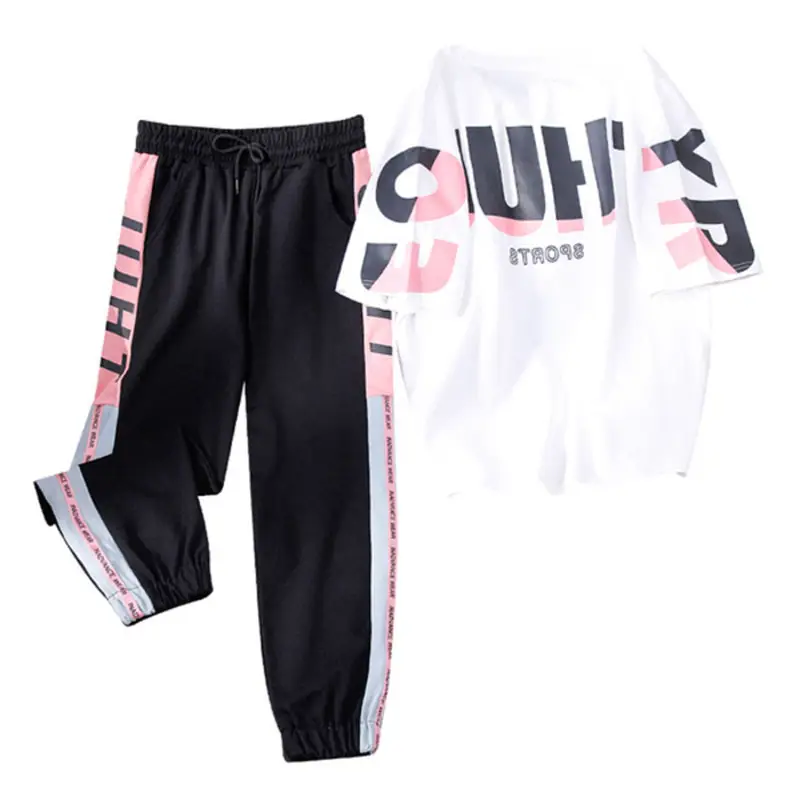 Women Sports Suit Pink Black Hip Hop Casual Two-Piece 2026 - Image 7