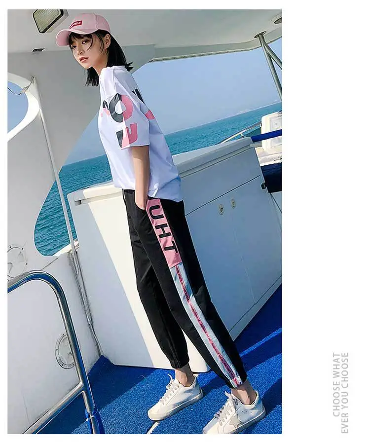 Women Sports Suit Pink Black Hip Hop Casual Two-Piece 2026 — feature 15