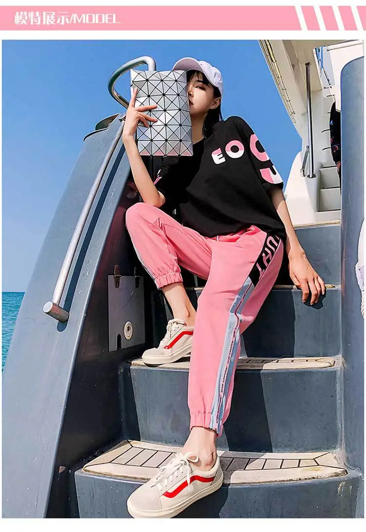 Women Sports Suit Pink Black Hip Hop Casual Two-Piece 2026 — feature 9