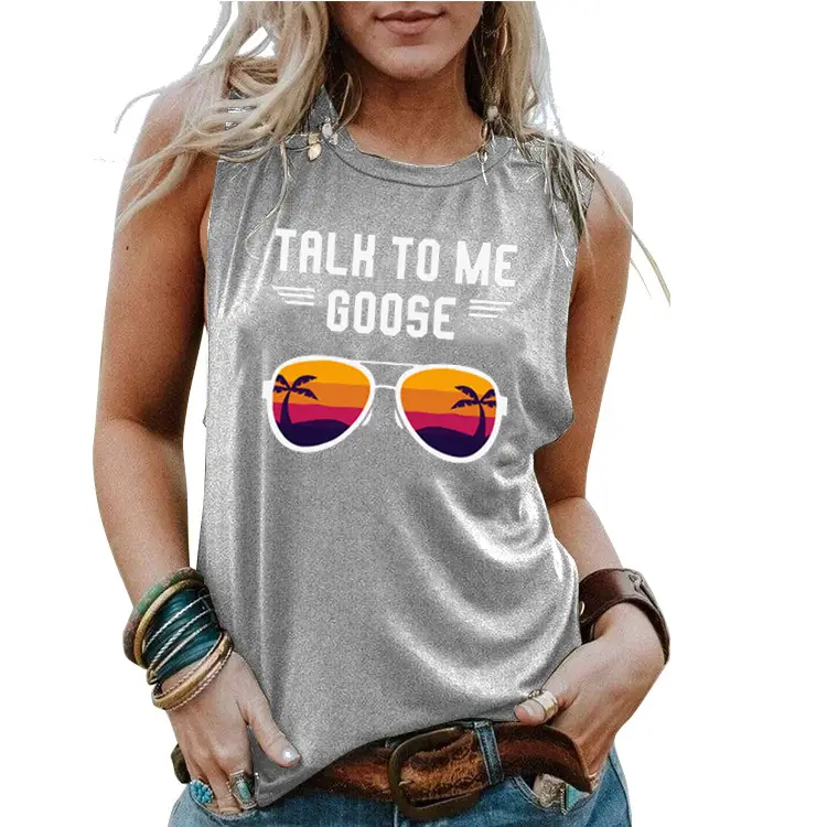 Women's Maroon Backless Vest with "Talk to Me Goose" Print