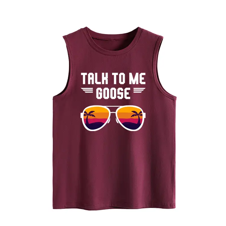 Women's Maroon Backless Vest with "Talk to Me Goose" Print