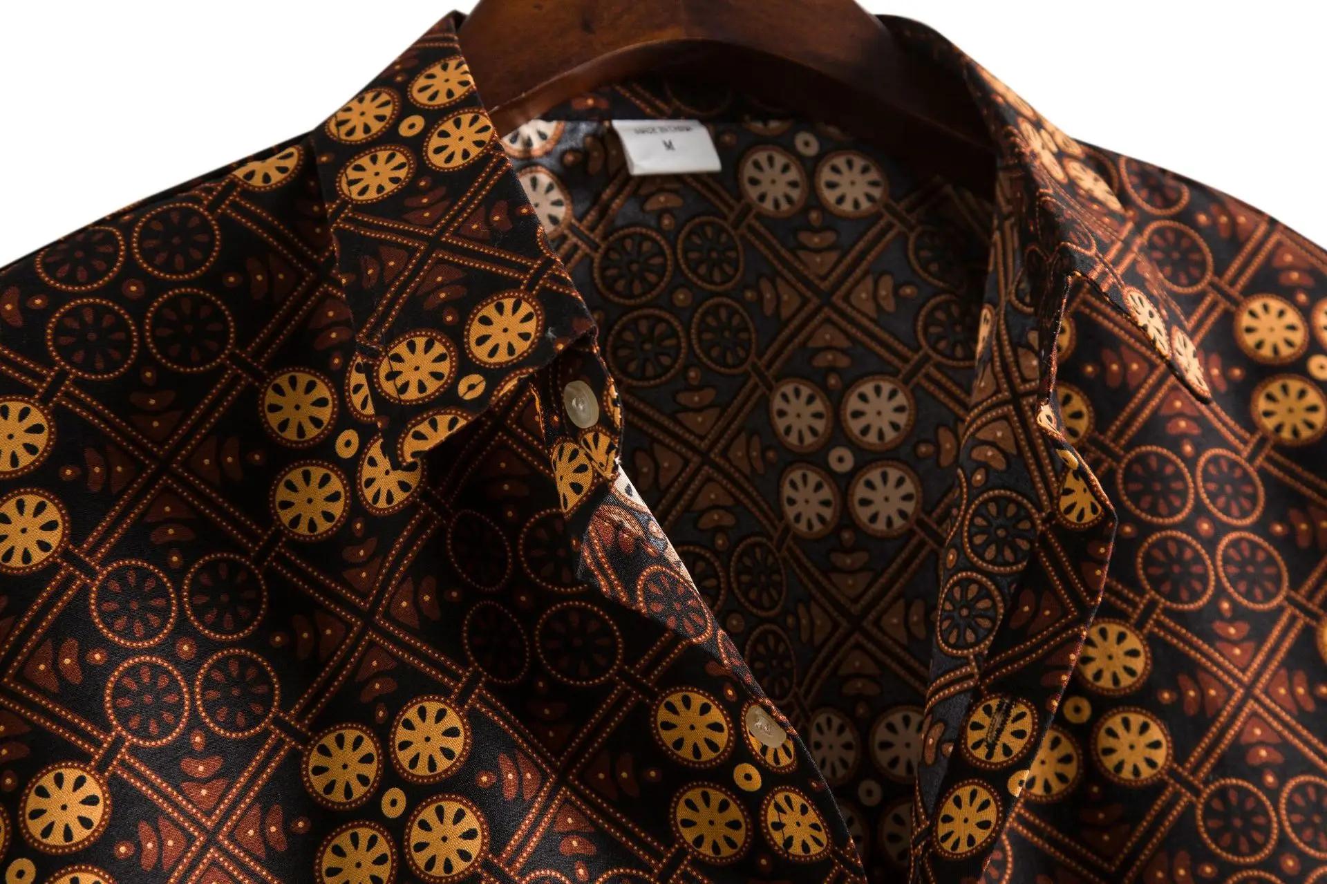 2021 Cross-border Lapel Shirt for Men Brown Patterned - Image 3