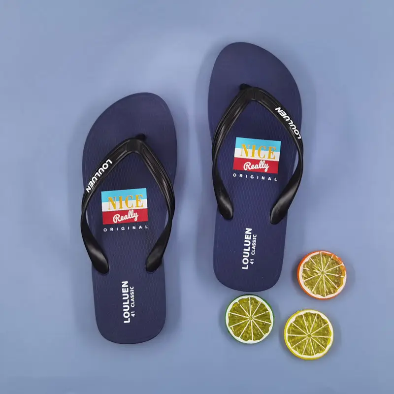 Men Blue PVC Casual Beach Sandals