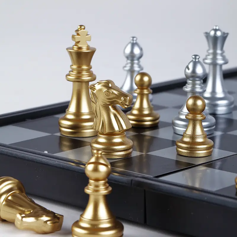 Portable Folding students children teaching magnetic chess fun toys outdoor game chess logo chess