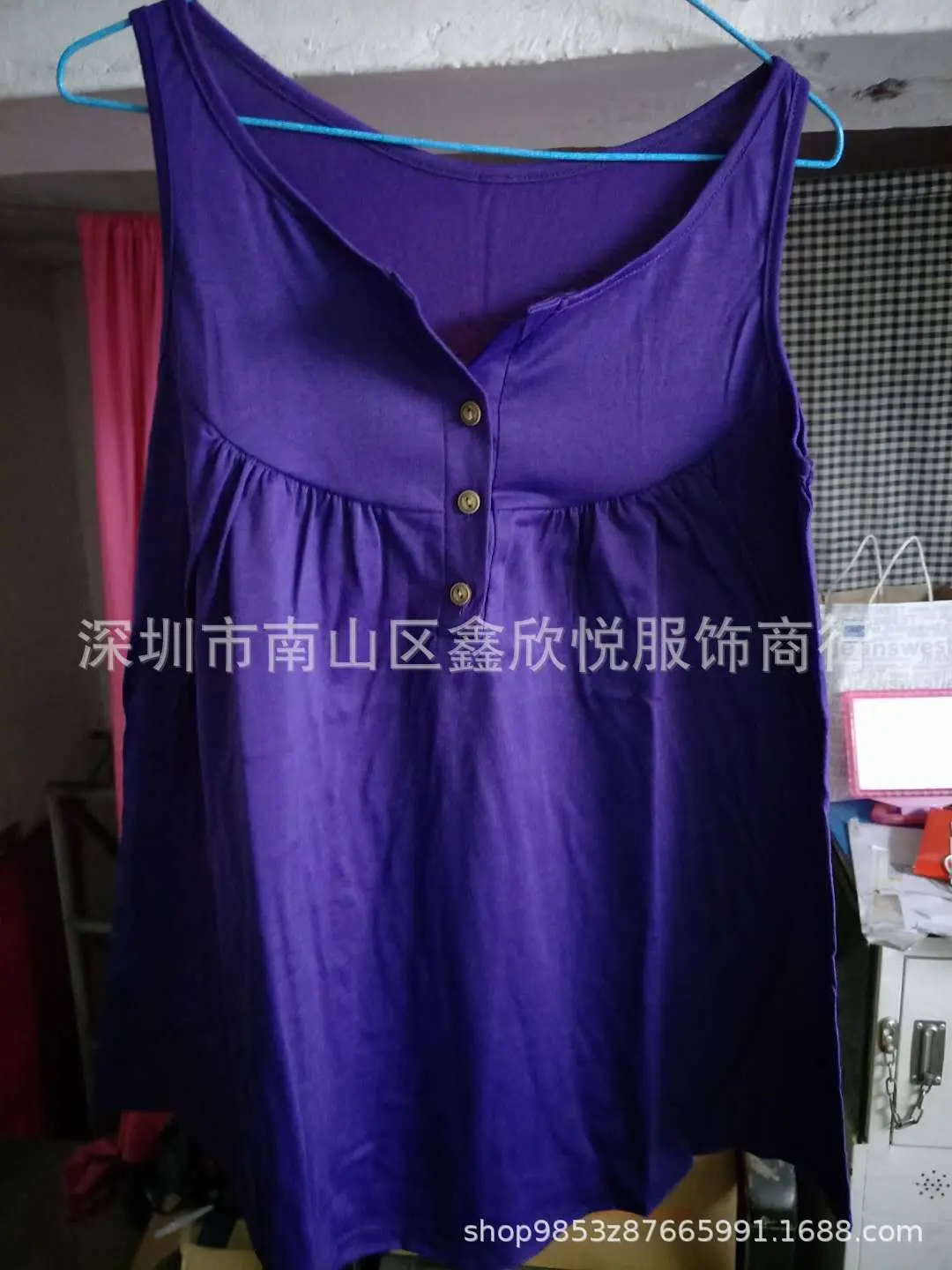 Black Pleated Sleeveless Women's T-Shirt Long Button Vest — feature 17
