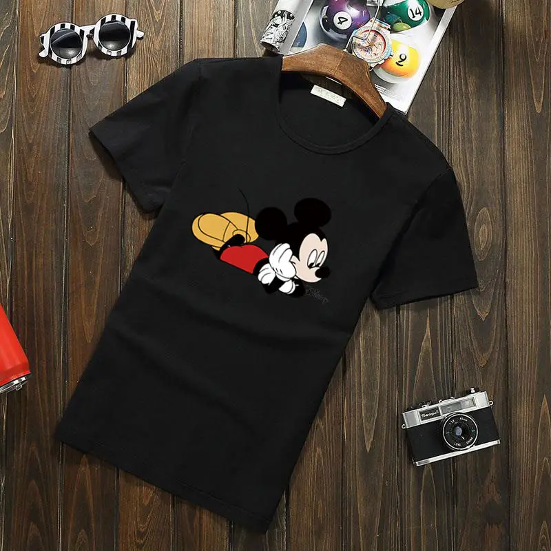 Men's Black Mickey Print Lycra T-Shirt - Image 4