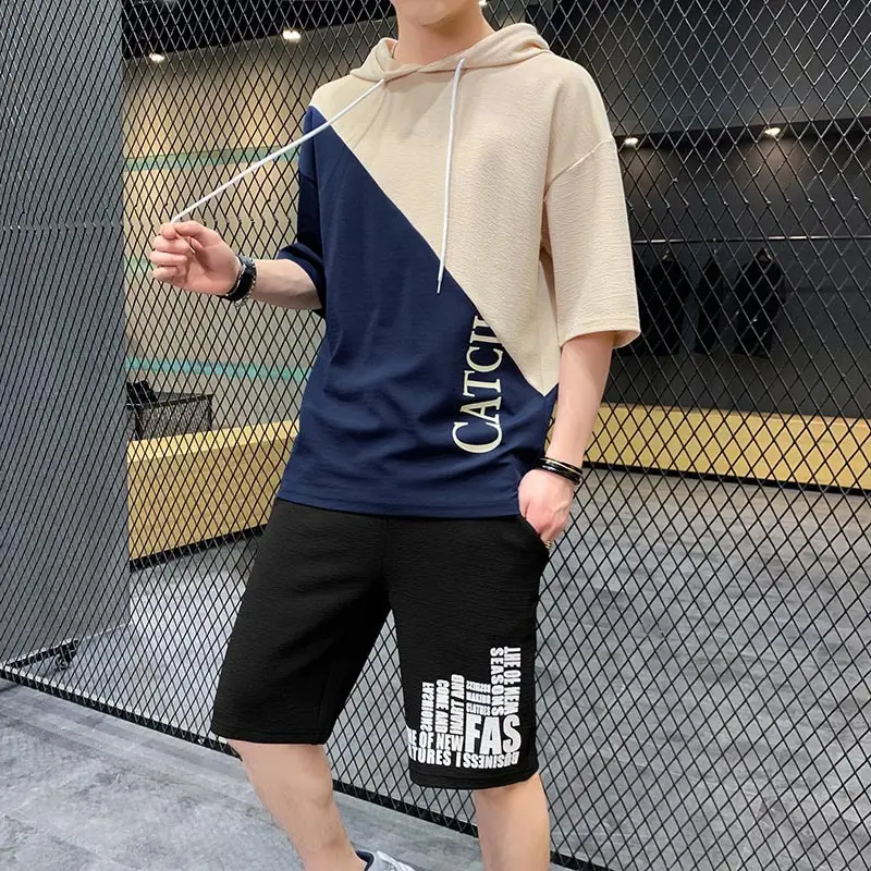 2025 Men's Red Black City Break Hooded Shorts Set - Image 4