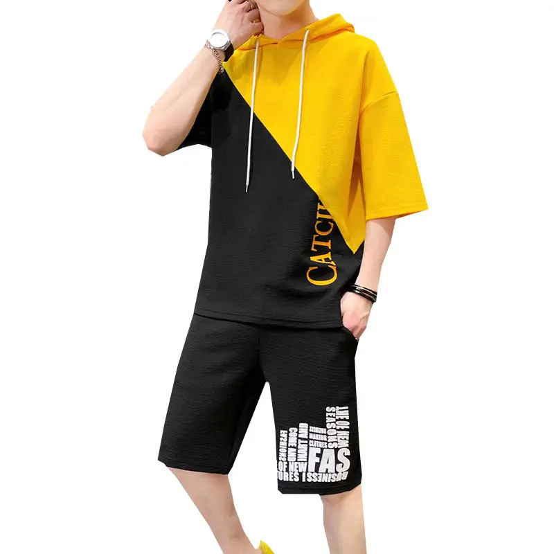 2025 Men's Red Black City Break Hooded Shorts Set - Image 6