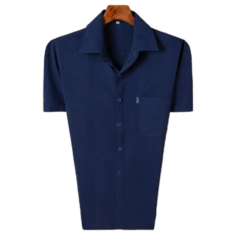 Men Navy Blue Short Sleeve Shirt Plus Size - Image 10