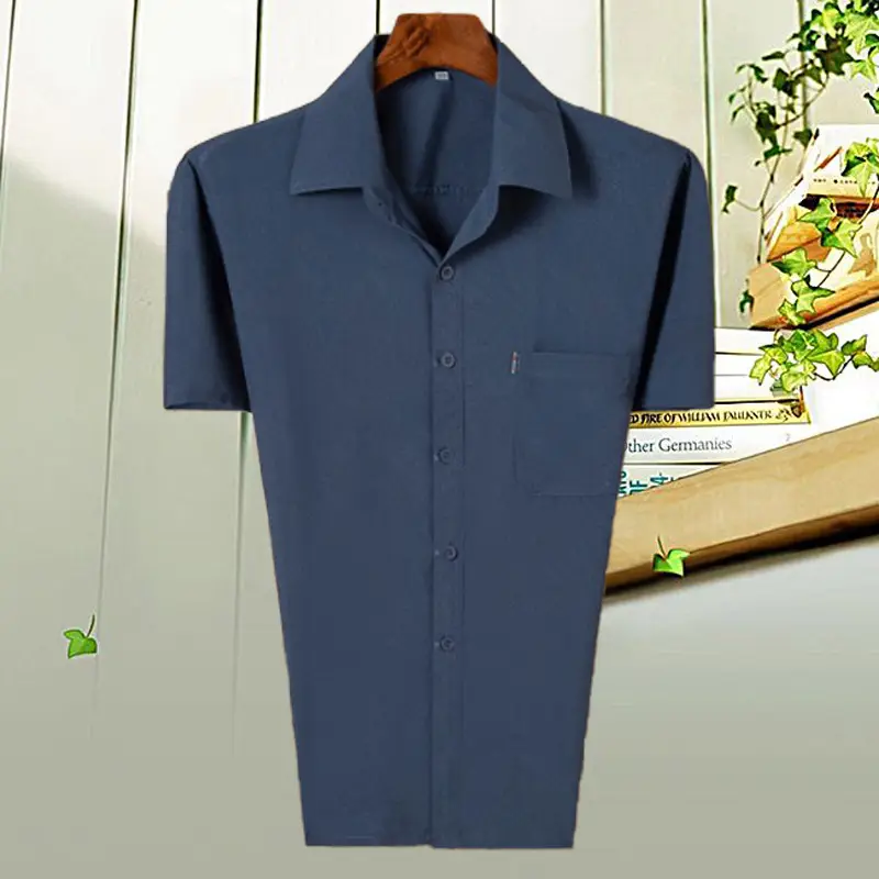 Men Navy Blue Short Sleeve Shirt Plus Size - Image 3