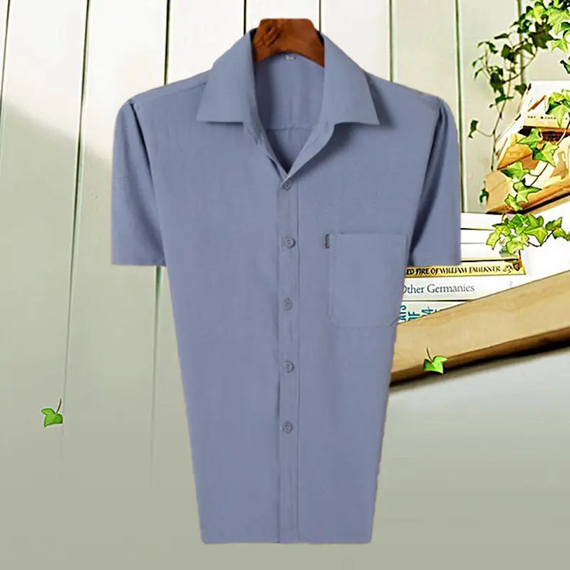 Men Navy Blue Short Sleeve Shirt Plus Size - Image 4