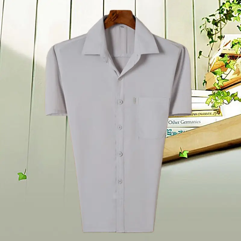 Men Navy Blue Short Sleeve Shirt Plus Size - Image 5
